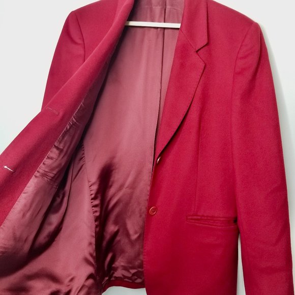 Women's Vintage Red Cashmere Blazer Laura Lindor - Picture 10 of 11
